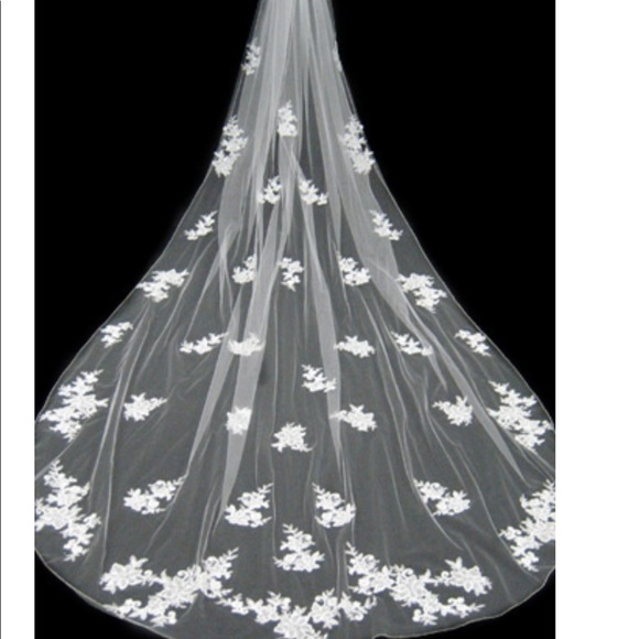 Lace appliqué wedding veil - Picture 1 of 1
